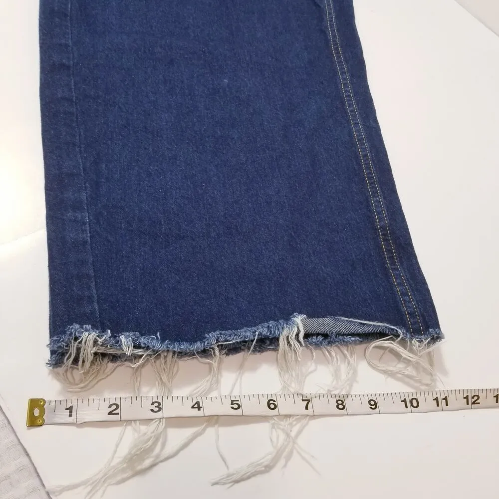 Urban Outfitters BDG Tapered Baggy Dark Wash Frayed Hem Blue Jeans - Image 9