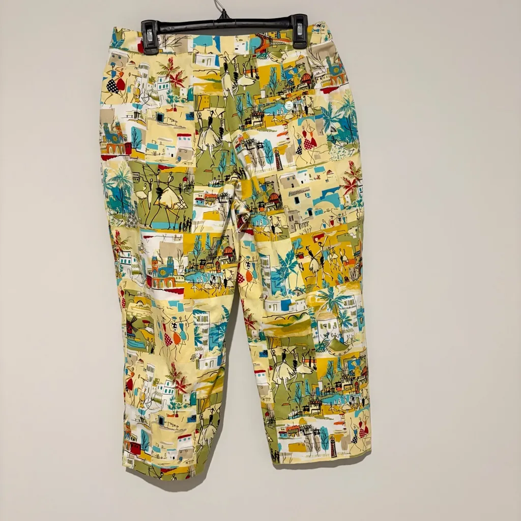 SPORT HALEY French Quarters Theme scenic toile Capri Pants yellow size 12‎ - Image 2