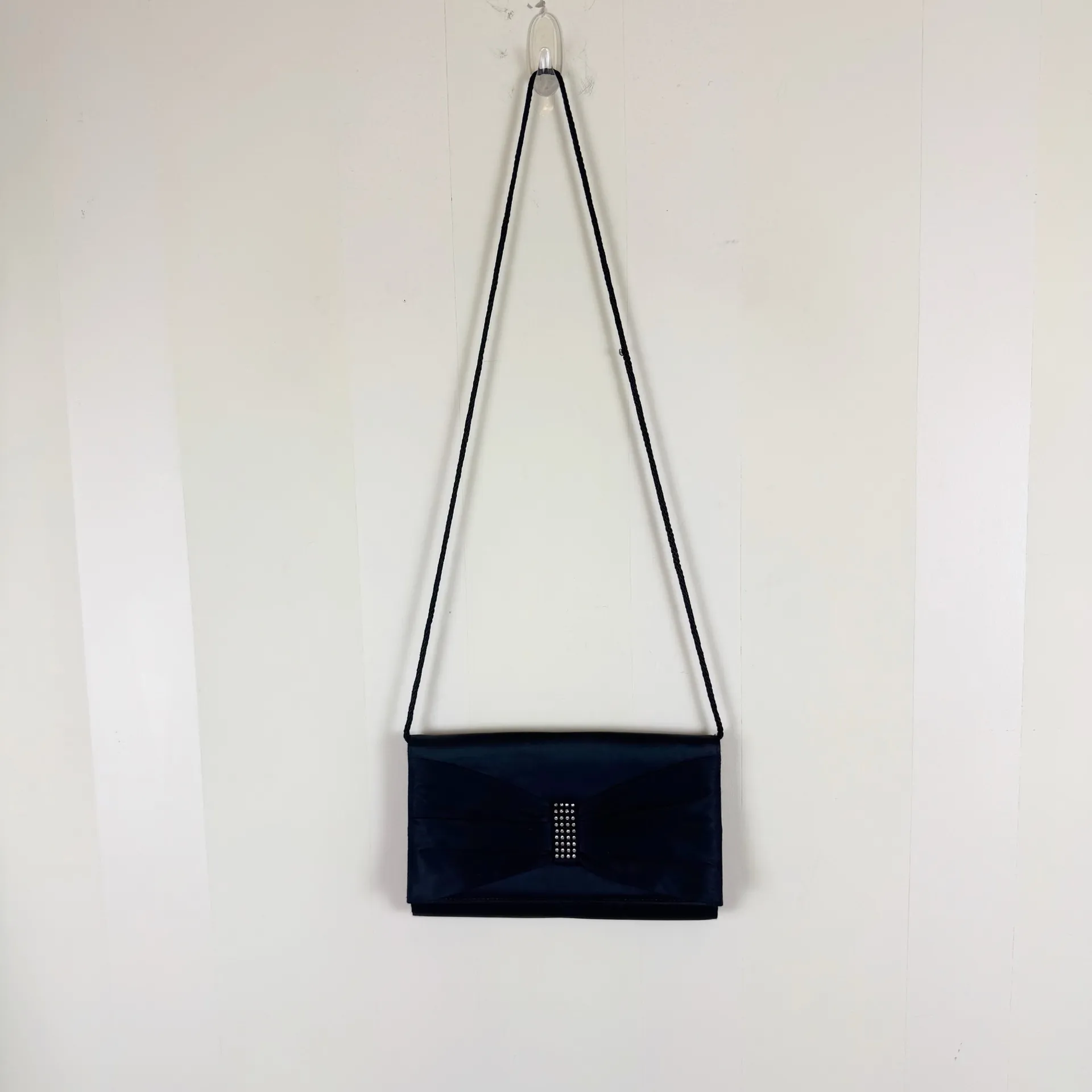 Vintage Rizman Ruzaini Black Satin Rhinestone Prom Clutch - Image 3