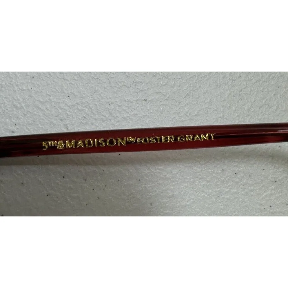5TH & Madison " ELANA WIN " Transparent‎ Red Striped Reading Glasses Frames Only - Image 9