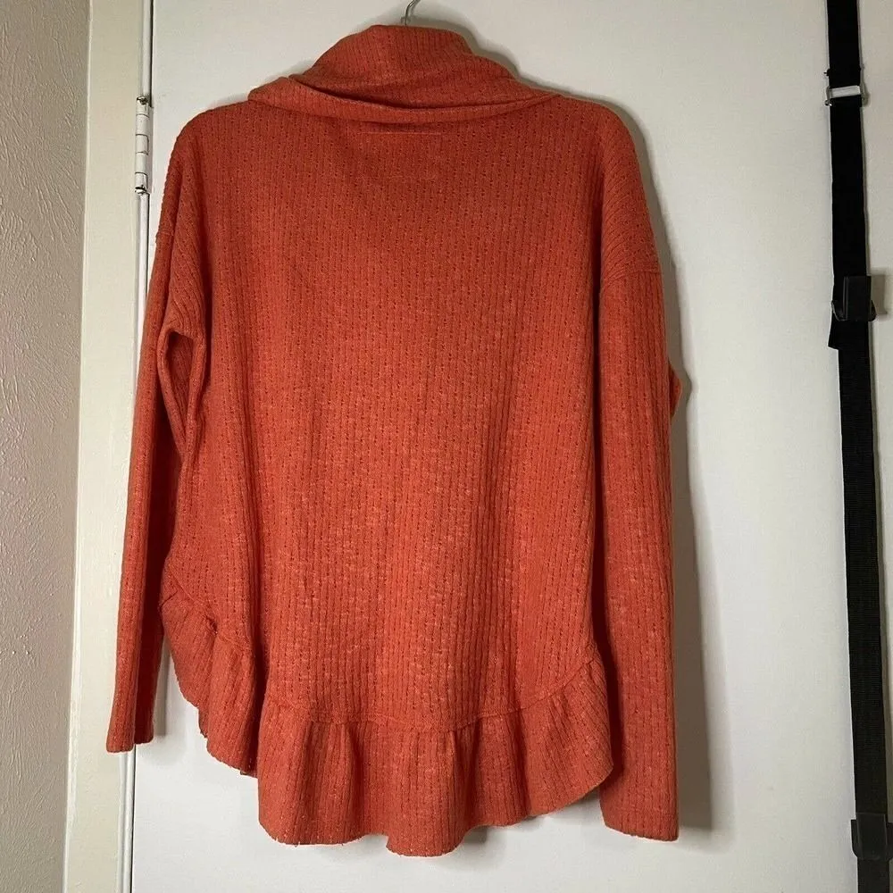 Anthropologie Maeve Addie Ruffled Hacci Orange cowl neck Sweater size XS - Image 7