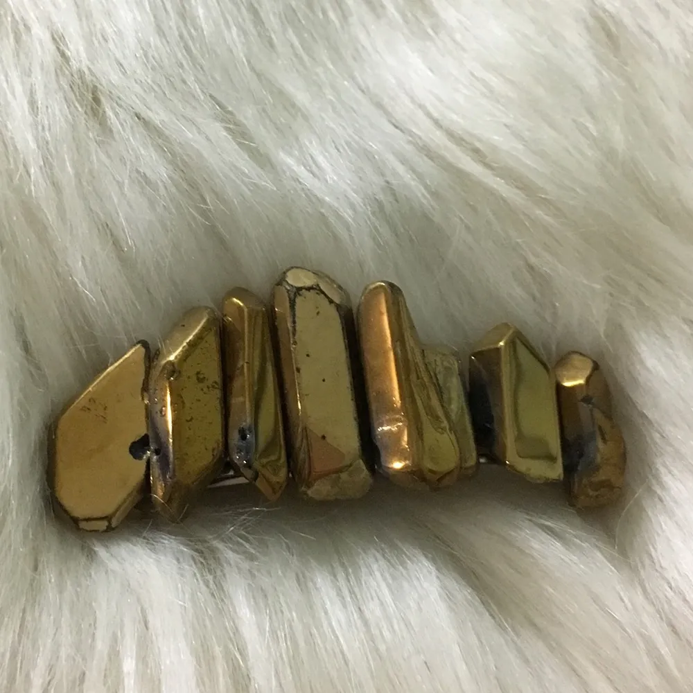 GOLD Quartz Crystal Boho Hair Barette Clip - Image 4