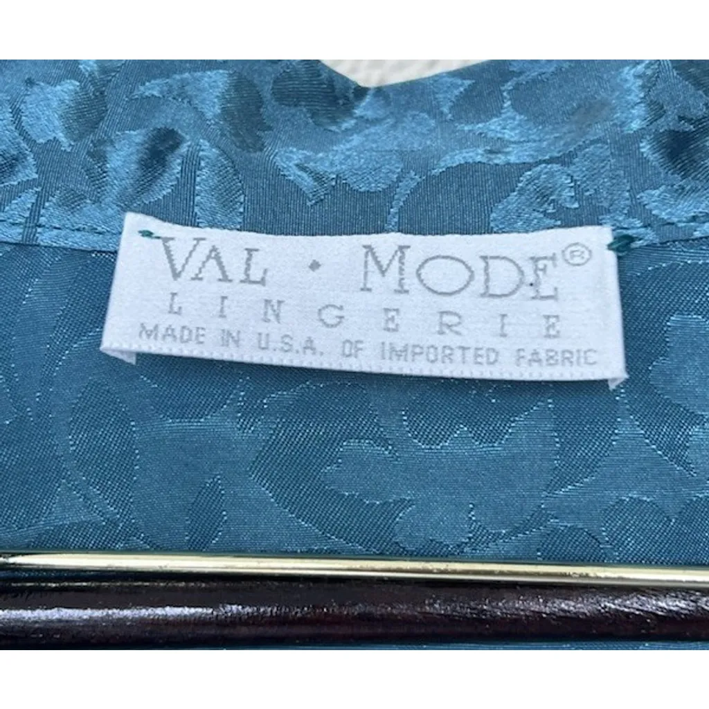 Val Mode Women’s Vintage Satin Jacquard Robe Kimono Sleeve Floral Lace Mermaid L Blue Size L - Image 6