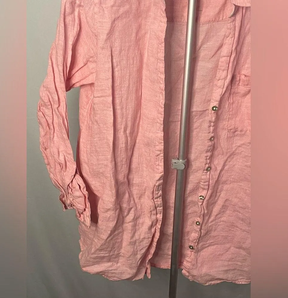 Sigrid Olsen light pink 100% Linen Button Down Shirt Size Large - Image 5