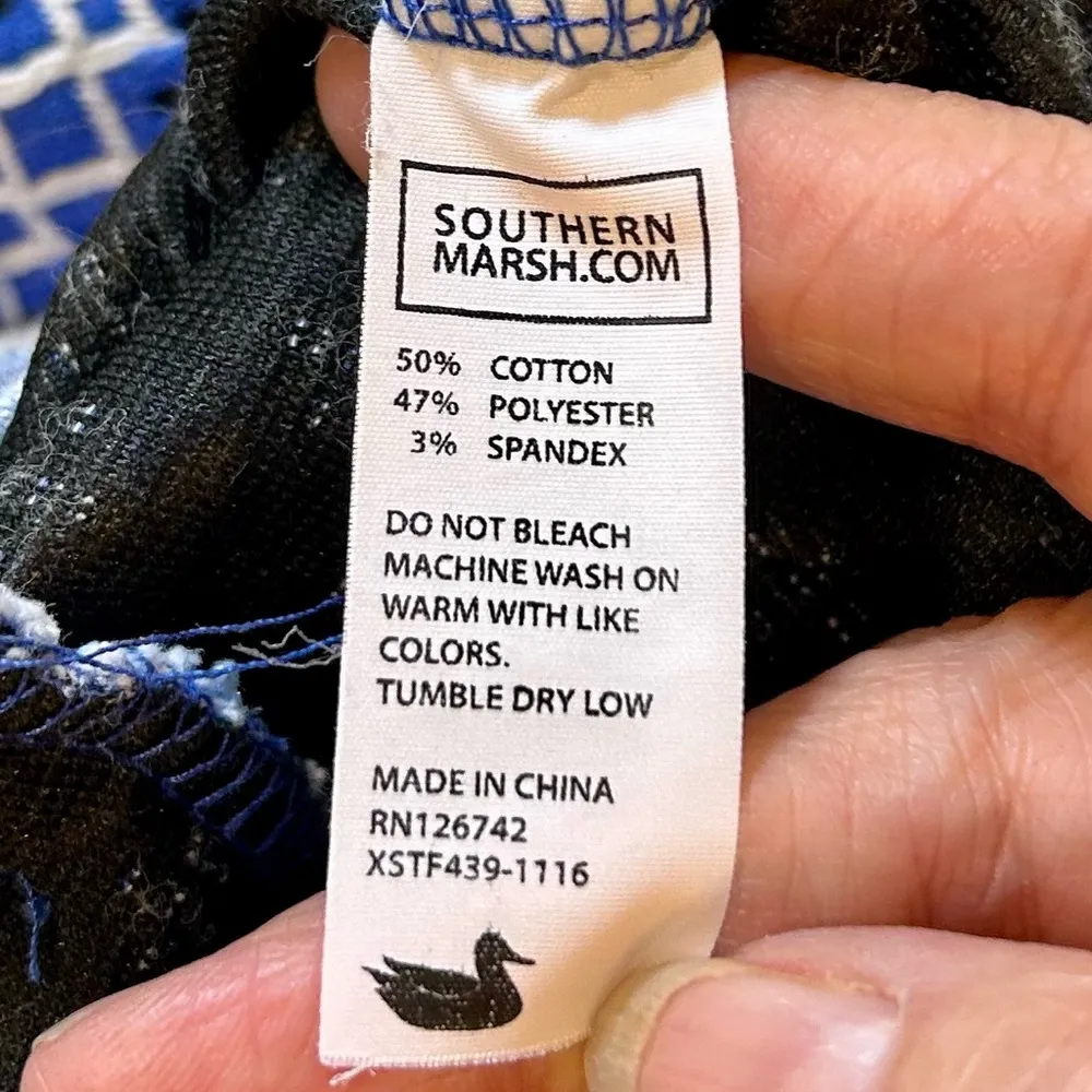 SOUTHERN MARSH  Brighton Marrakesh Blue/White Print Stretch Knit Shorts Sz 2💛 - Image 8