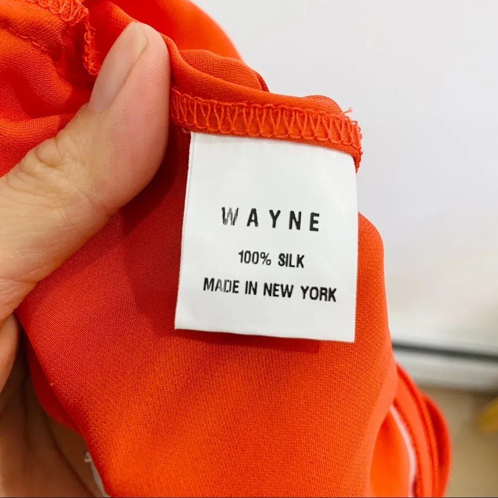 Wayne 100% silk straight leg trousers NEW Red Size 0 - Image 5