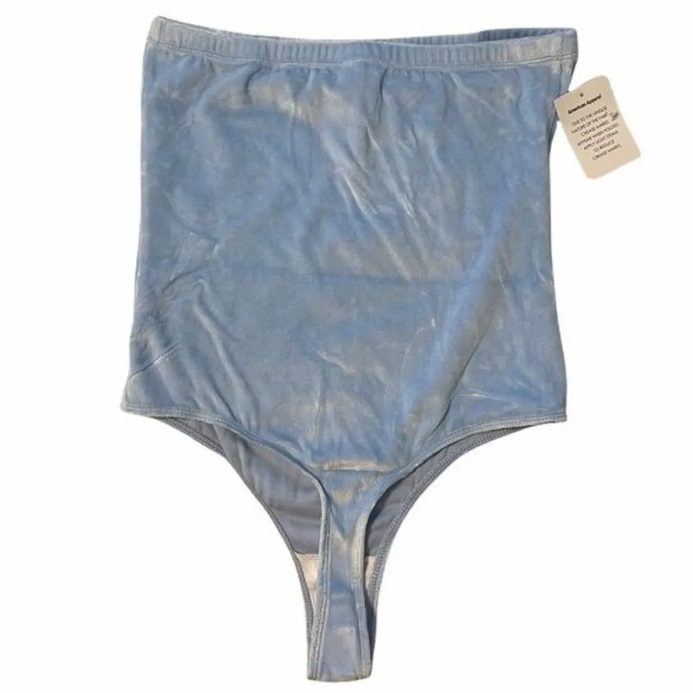 NEW American Apparel Light Blue Velvet Bodysuit - Image 6