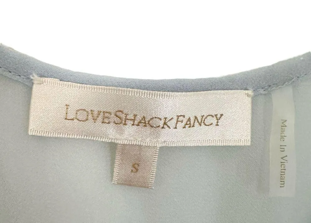 Love Shack Fancy  Sheer Short Cami Slip Dress S Blue - Image 6