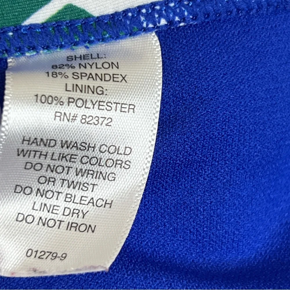 Decree Size 3X High Cut Bikini Bottom Leaf Print White Pink Green Blue - Image 5