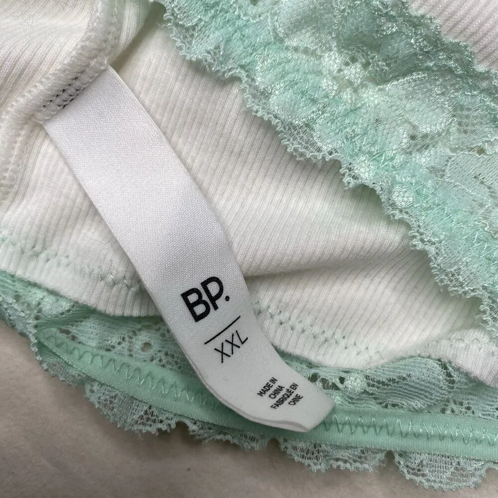 BP. White Mint Green Lace Longline Bralette Pullover Stretch Deep V XXL New NWT - Image 4