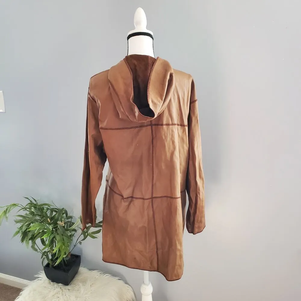 Vintage Vera Pelle Sasha Reversible Lightweight Soft Leather Hooded Jacket S - Image 2