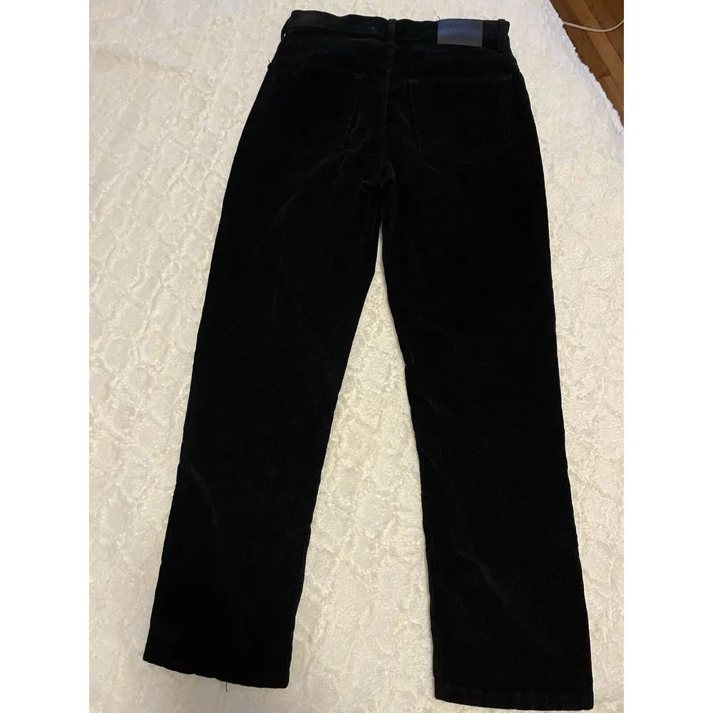 Everlane Size 26 Black Baby Cord Cheeky Jeans Pants Crop Straight Hi-Rise - Image 4