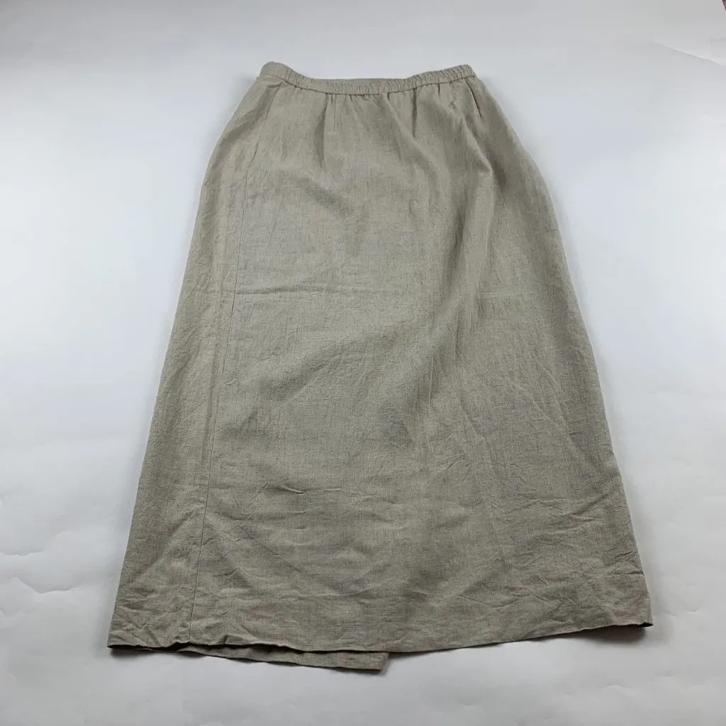 Vintage Requirements Natural Linen Wrap Maxi Skirt 14 USA Made - Image 4