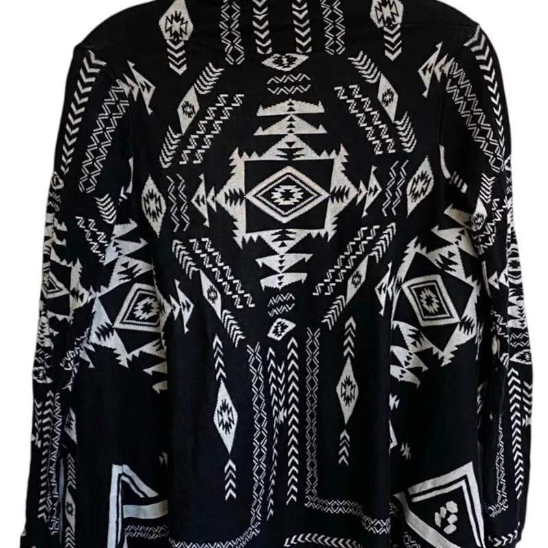 H&M Divided Southwestern Print Open Waterfall Cardigan‎ Reversible Sweater XS - Image 7