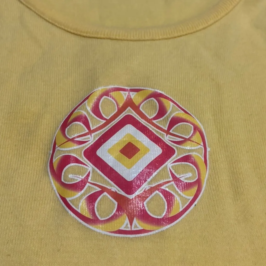 Vintage Hanes Classic Yellow Tank Top Sun Inspired Embroidered Design - Image 4