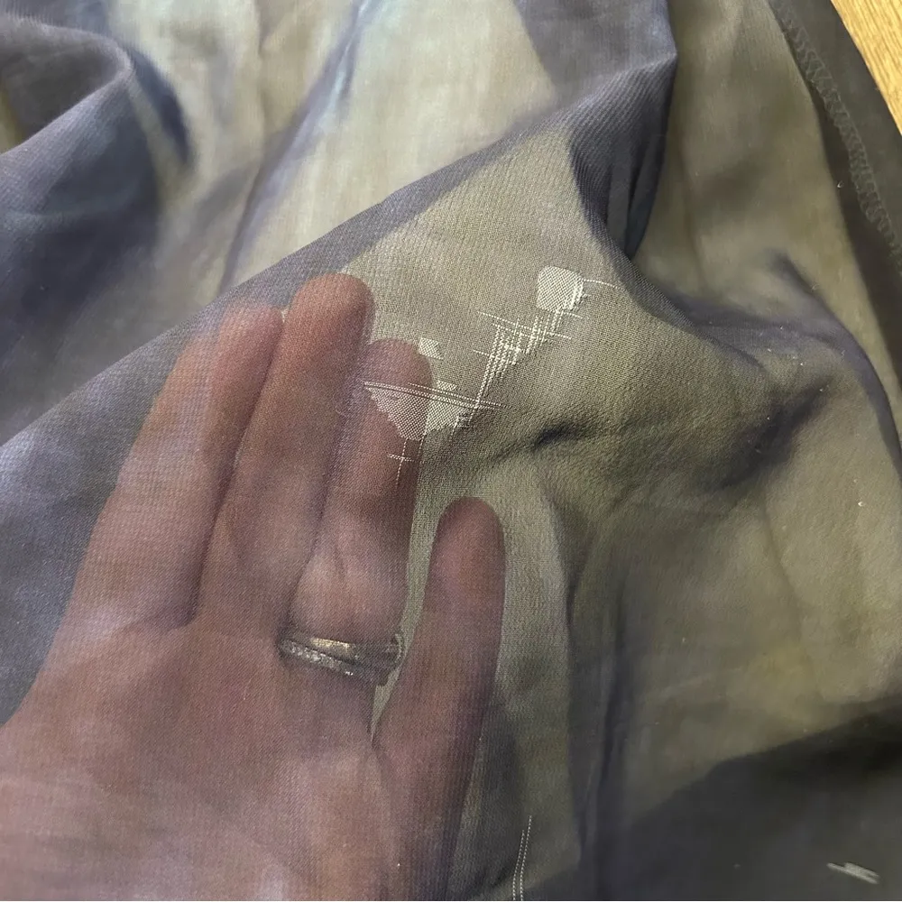 Luxxel Cream Blue Dip Dye Tie Neck Low Back Maxi Dress S - Image 7