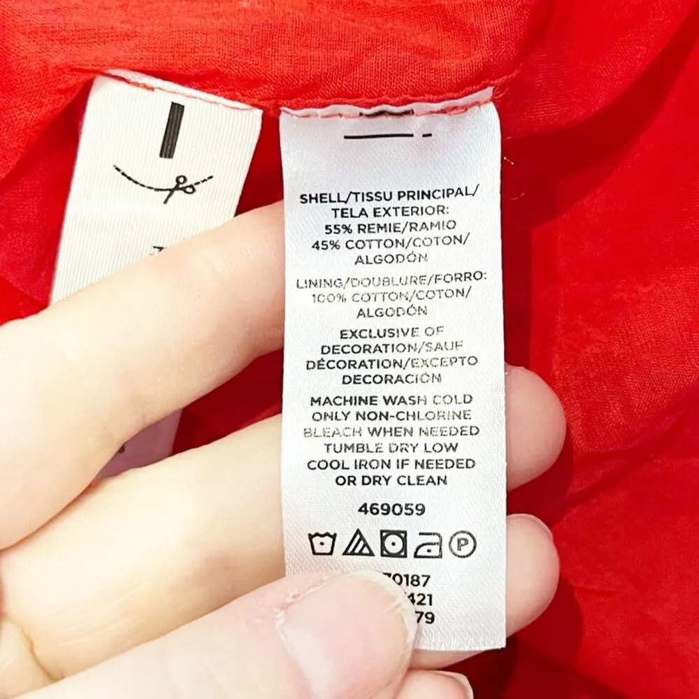 Ann Taylor Embroidered Hem Cotton Midi Peasant Skirt Red 6 Petite - Image 6