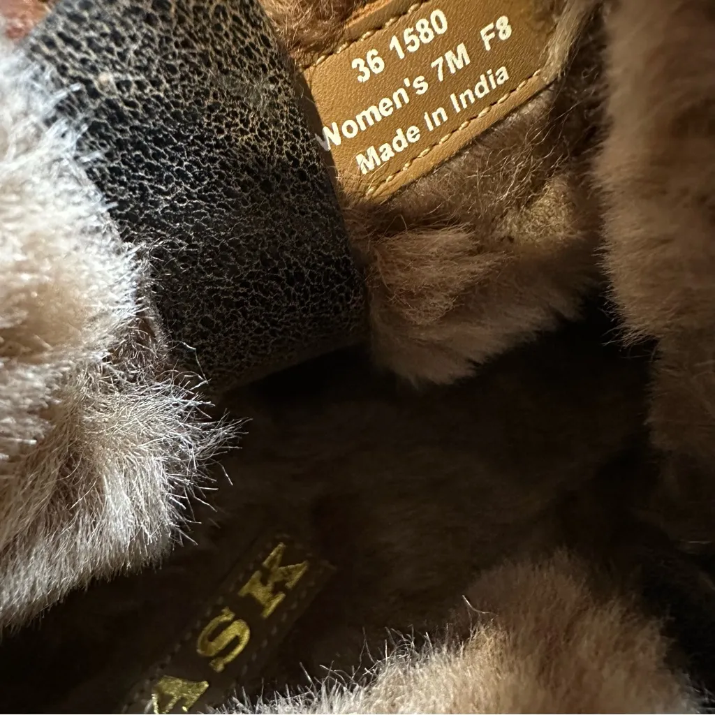 Trask Lexi Shearling Fur Lined Leather Ankle Sneaker Booties Brown Size 7 - Image 7