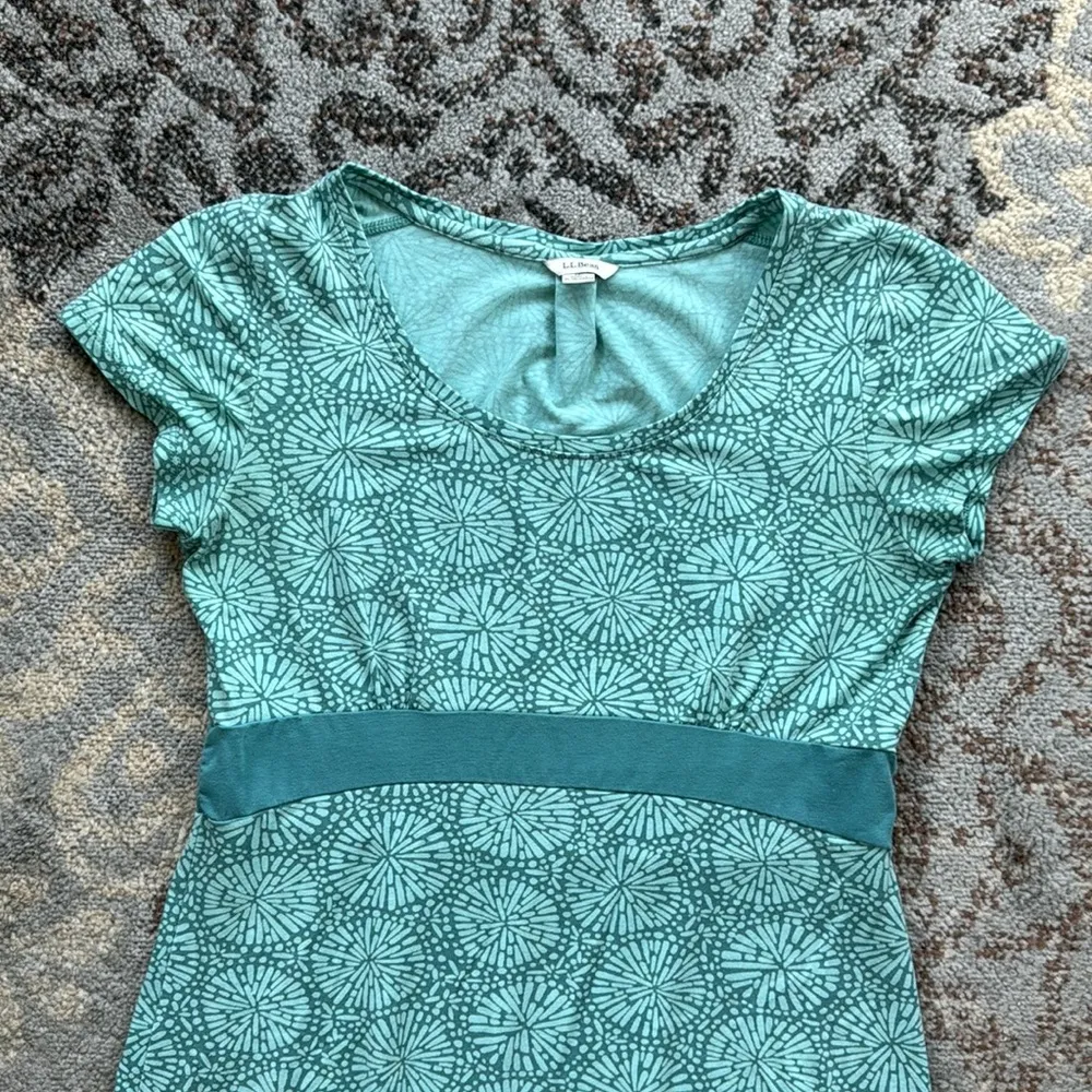 L.L. Bean Cap Sleeve Dress Green Small - Image 2