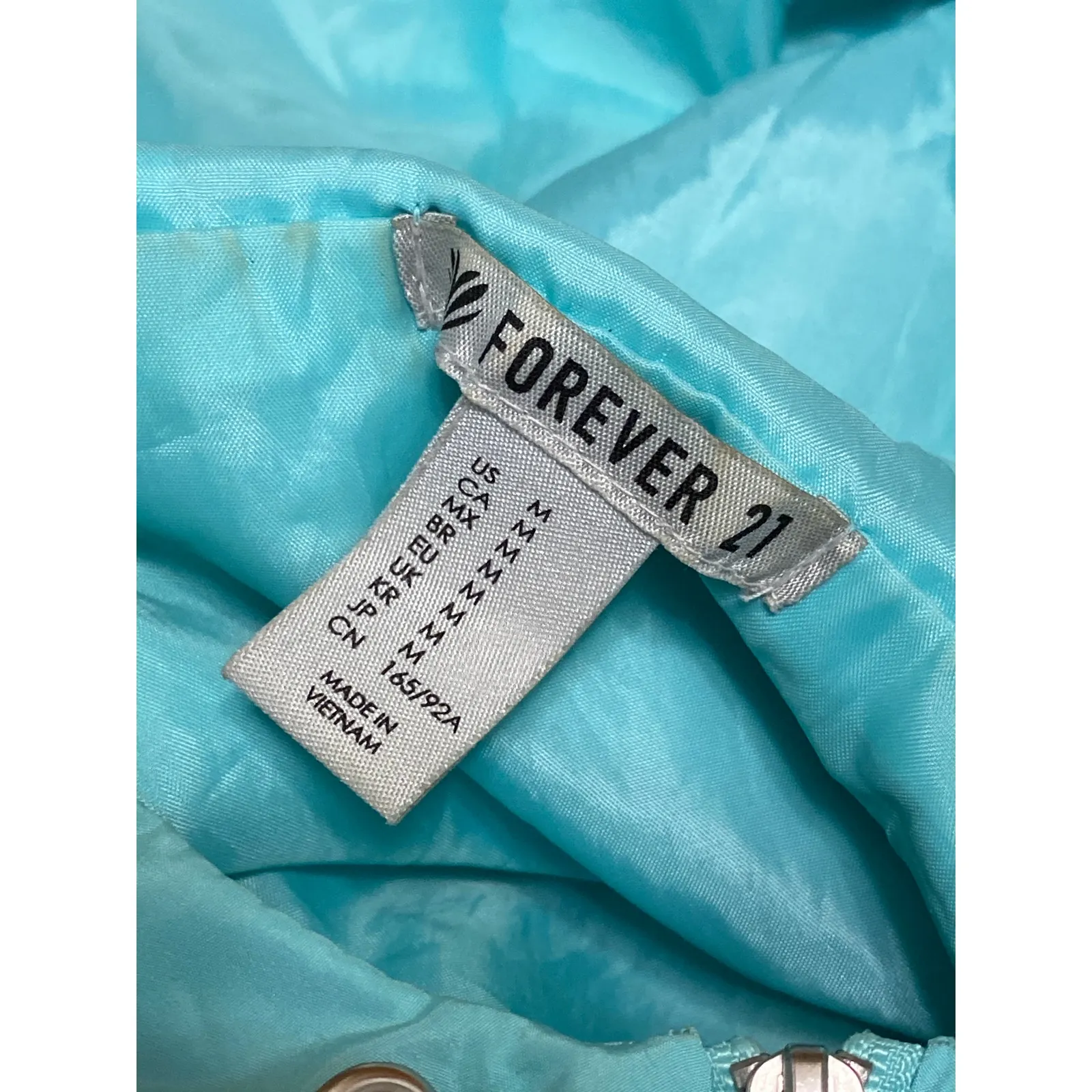 Forever 21 Women's Blue Hoodie Hooded Long Sleeve Windbreaker Jacket Size M - Image 3