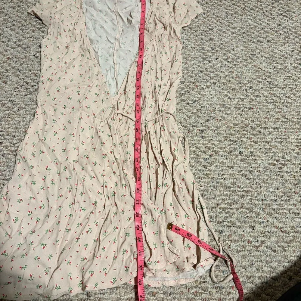 Brandy Melville Robbie Pink Floral Wrap Midi Dress- One Size - Image 10