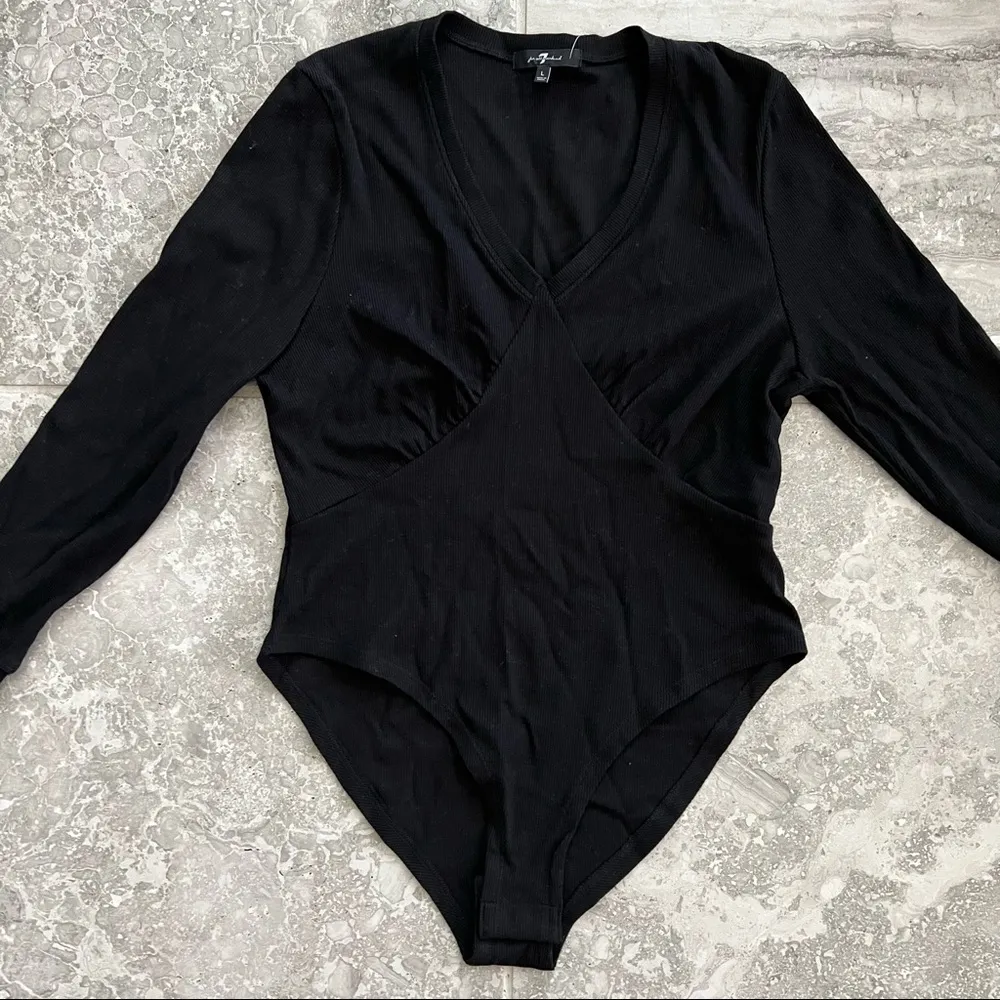 7 For All Mankind Bodysuit Cotton Blend Ribbed Top Size L NWT - Image 12