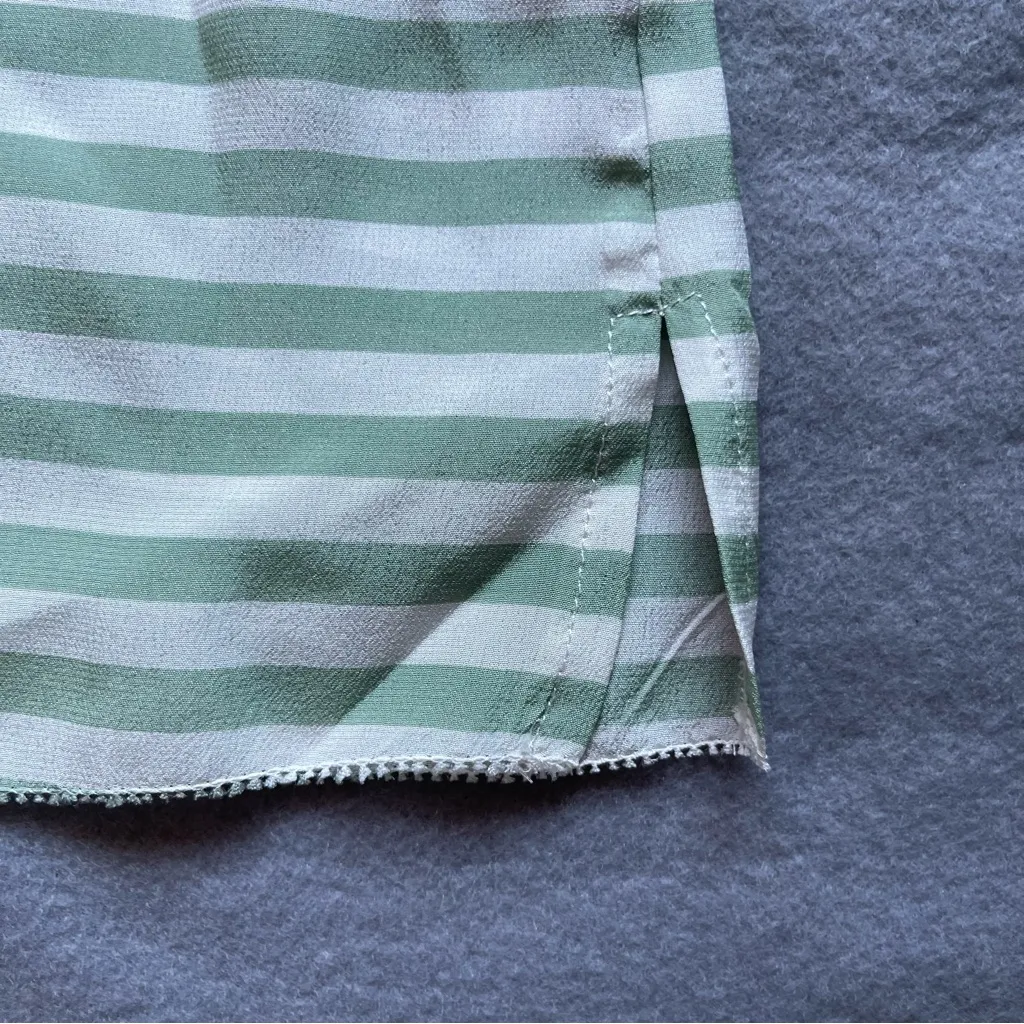 Gold Hawk Summer Mint Pacific Teal Lace Silk Cami Blouse Top M Y2K Stripe Layer Green Size M - Image 5