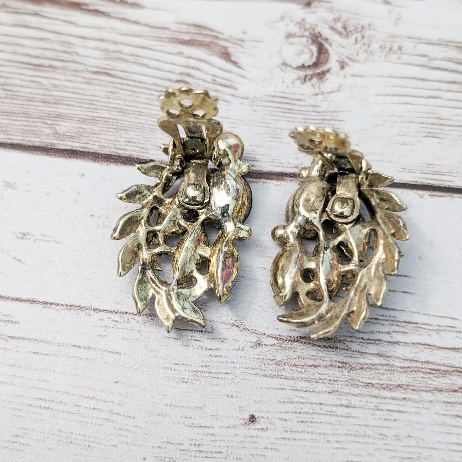 Vintage Clip On Earrings Large Statement with Purple Gems - Image 7