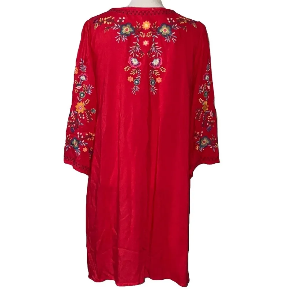 UMGEE tie front red dress floral print size small - Image 2