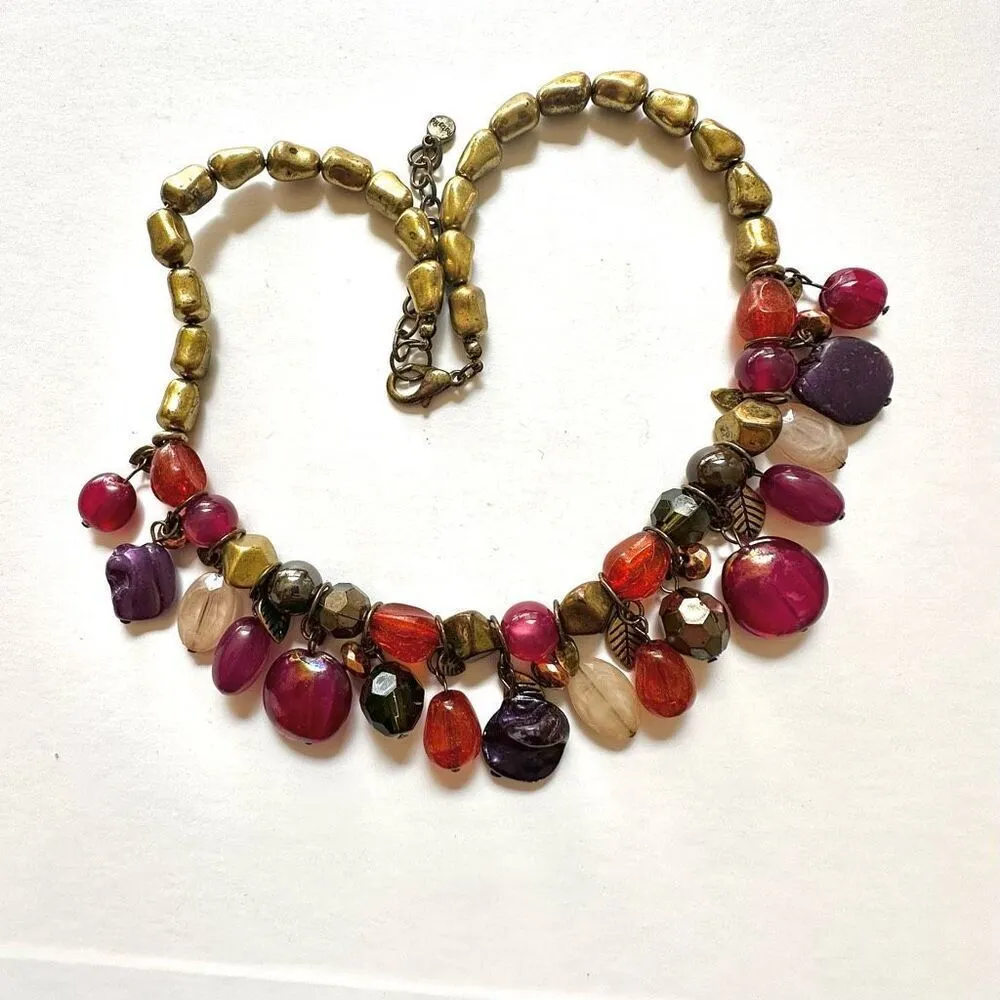 Ruby Rd. colorful beaded leaf charm necklace Gold - Image 5