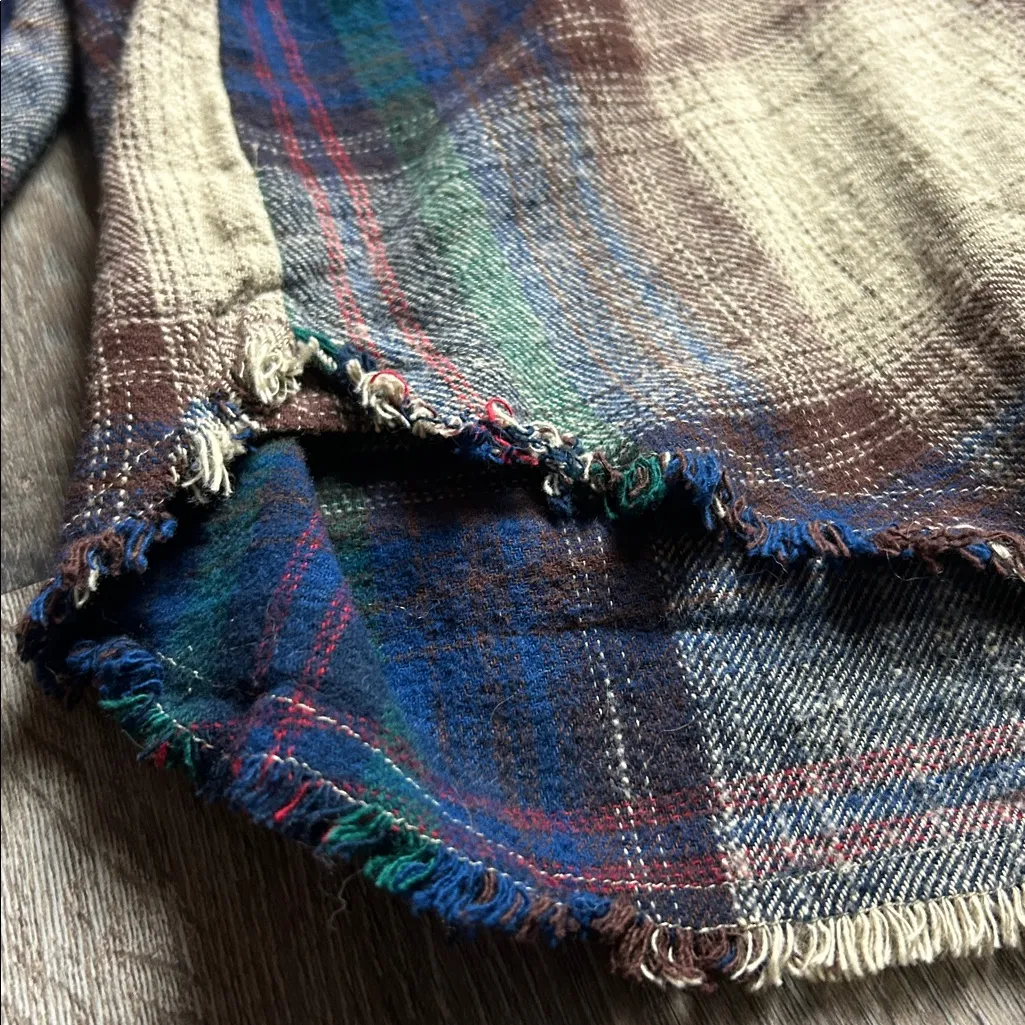 Plaid Button-Up Shirt - Blue and Brown - Image 10