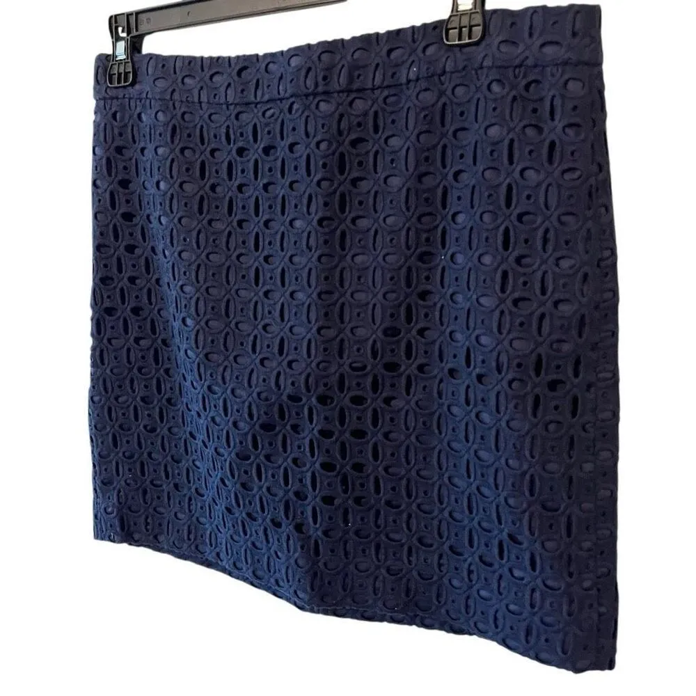 J Crew eyelet blue mini skirt women’s skirt size 4 preppy classy feminine workwe - Image 2