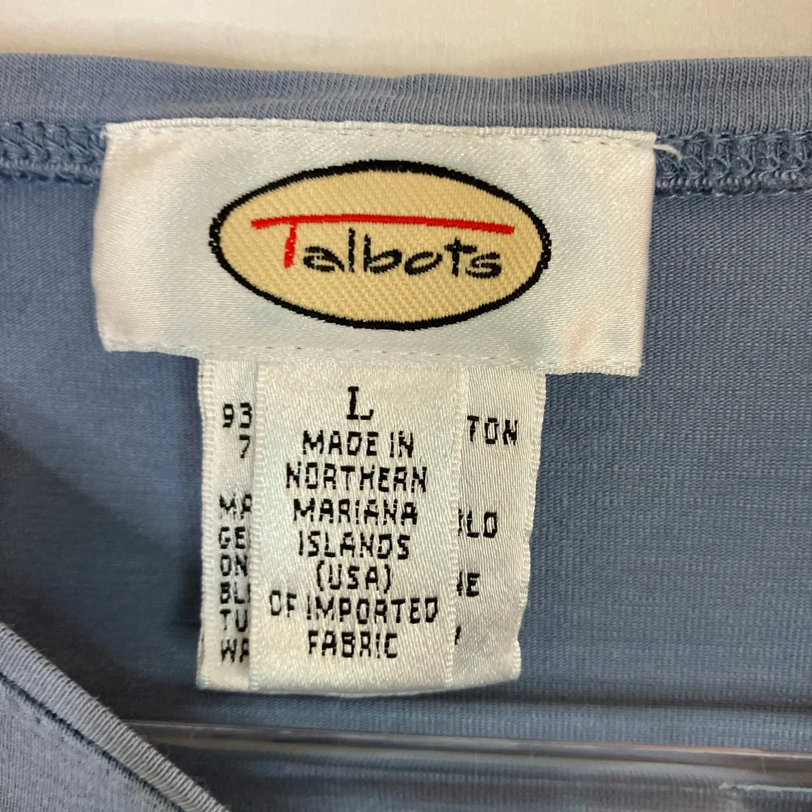 Talbots | Vintage Dusty Blue Tee Shirt Long Sleeve Cotton Spandex Womens Large - Image 3