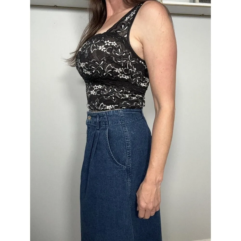 Vintage Dockers Denim Skirt Size 10 Blue Jean Midi Modest Pockets High Waisted - Image 12