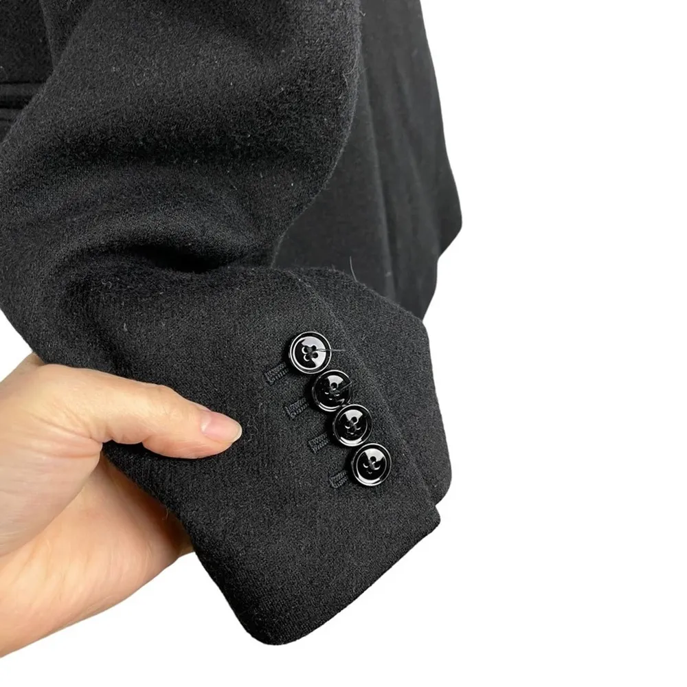 ANN TAYLOR Wool Blend One Button Career Blazer Jacket in Black Size 10 - Image 8