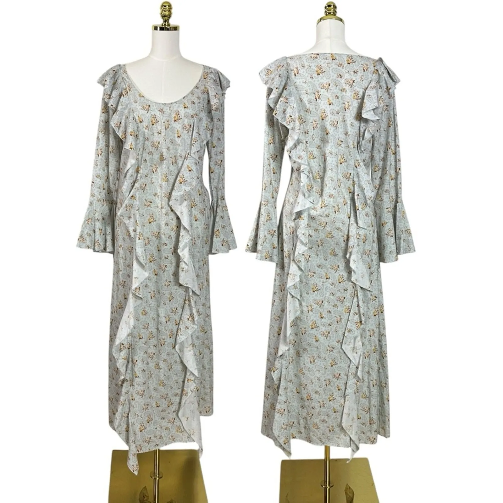 Spell & The Gypsy Ethereal Bohemian Witchy Fleur Frill Bias Maxi Dress Medium White - Image 3