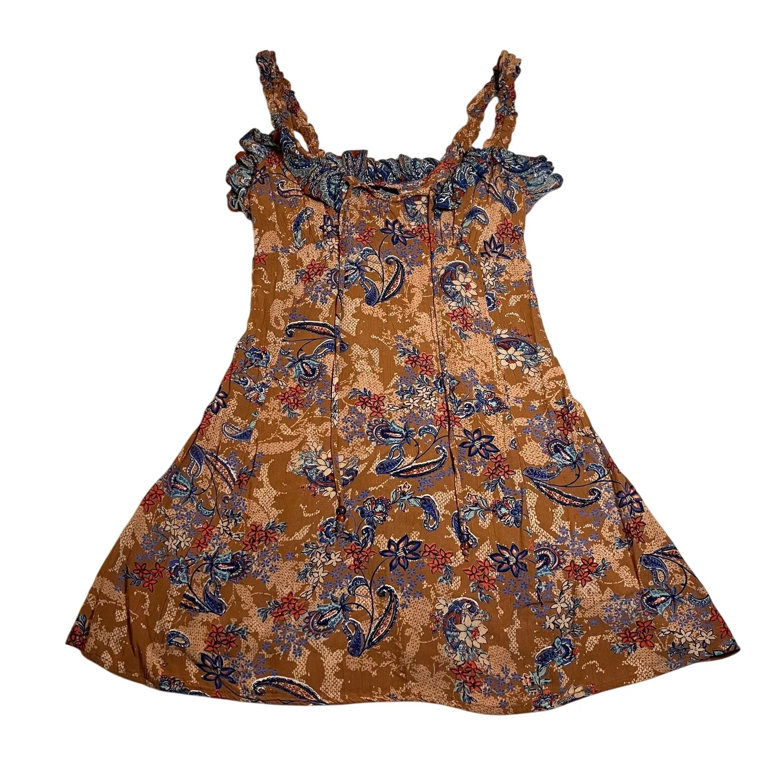 Angie Women's Ruffle Sleeve Tank Mini Dress Size S Western Peasant Festival - Image 3