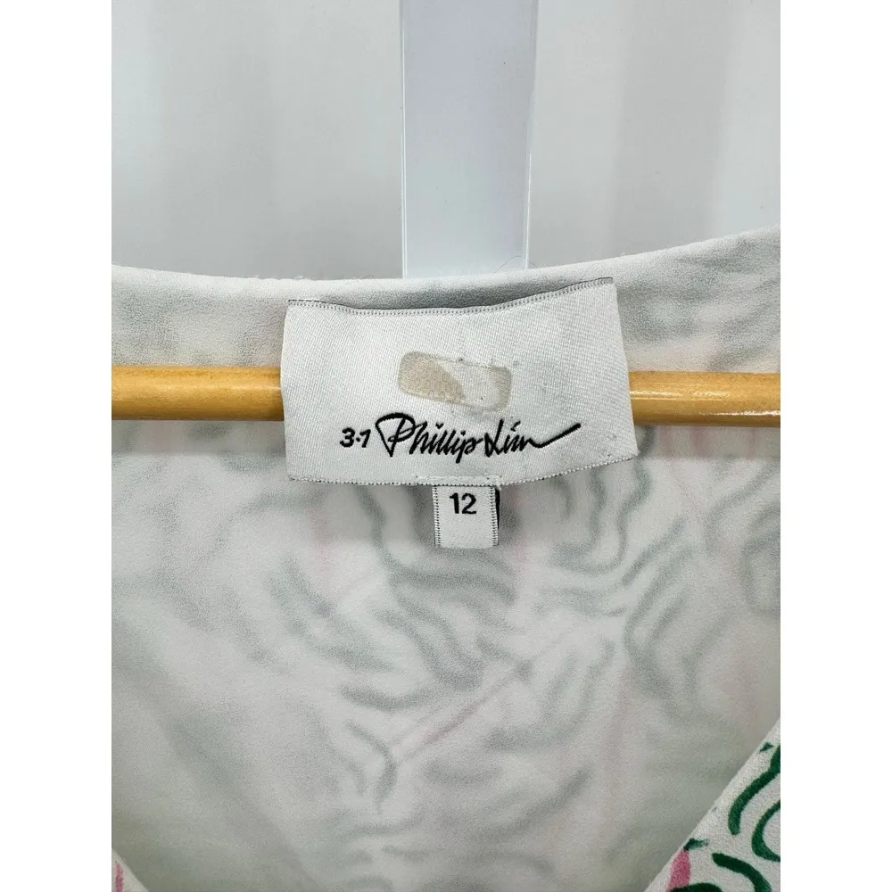 3.1 Phillip Lim Pastel Floral Print‎ Sleeveless Ruffled Hem Hi-Low Dress Size 12 - Image 4