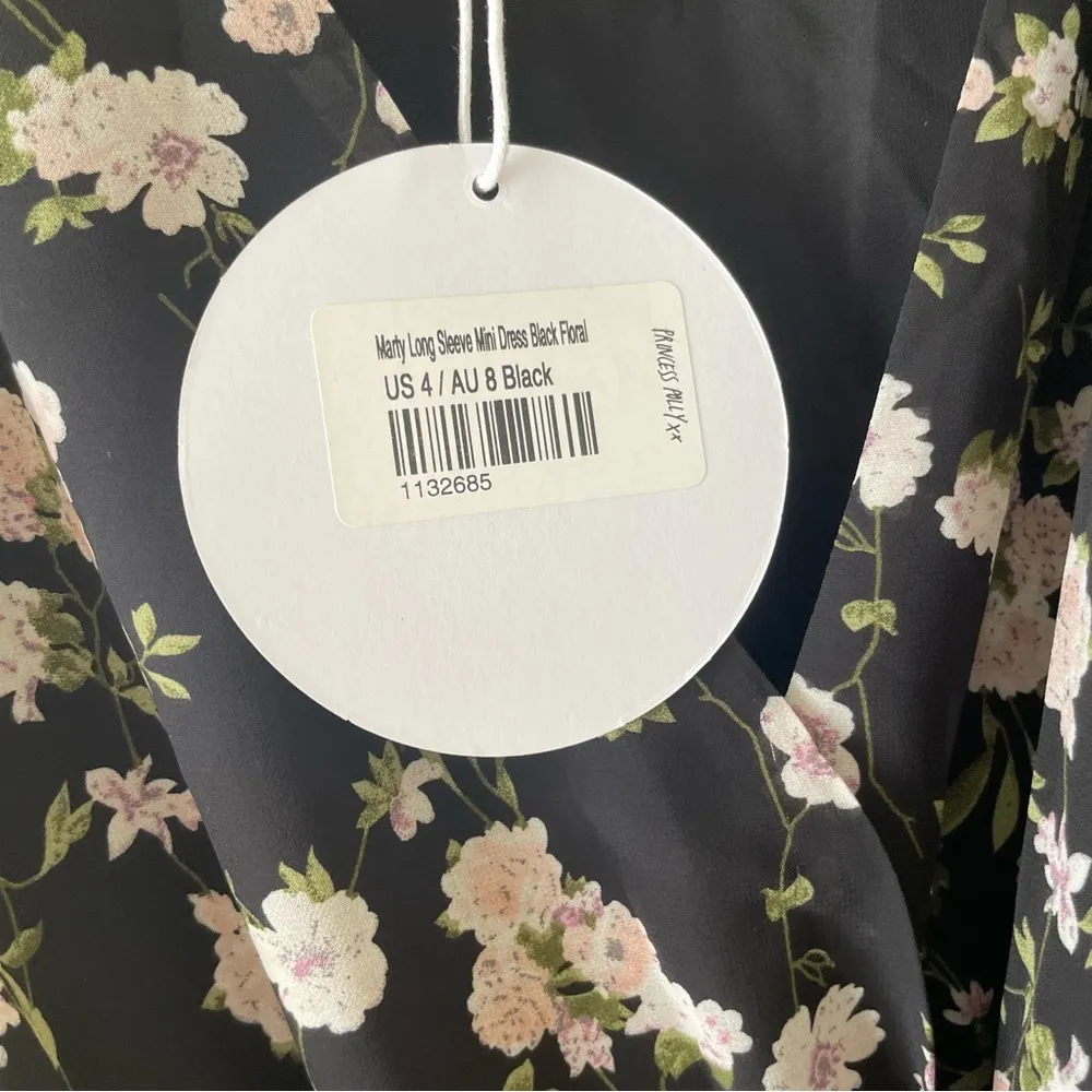 Princess Polly Marty Long Sleeve Mini Dress Black Floral - Image 7