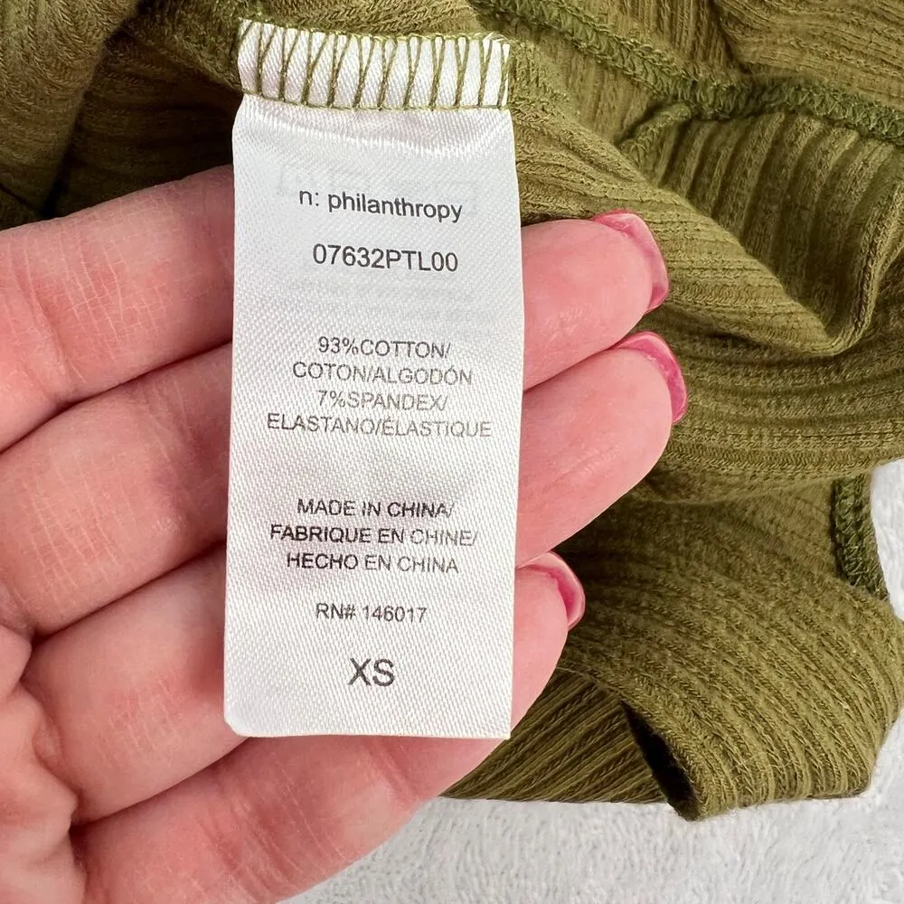 n: Philanthropy Langley Bodysuit Olive Green Ribbed Thong Chic Indie SZ XS NWT - Image 11