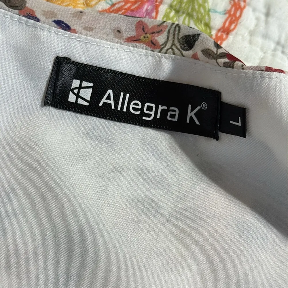 Allegra K sz large Floral chiffon flutter sleeve Ruffle hem dress elastic waist - Image 7