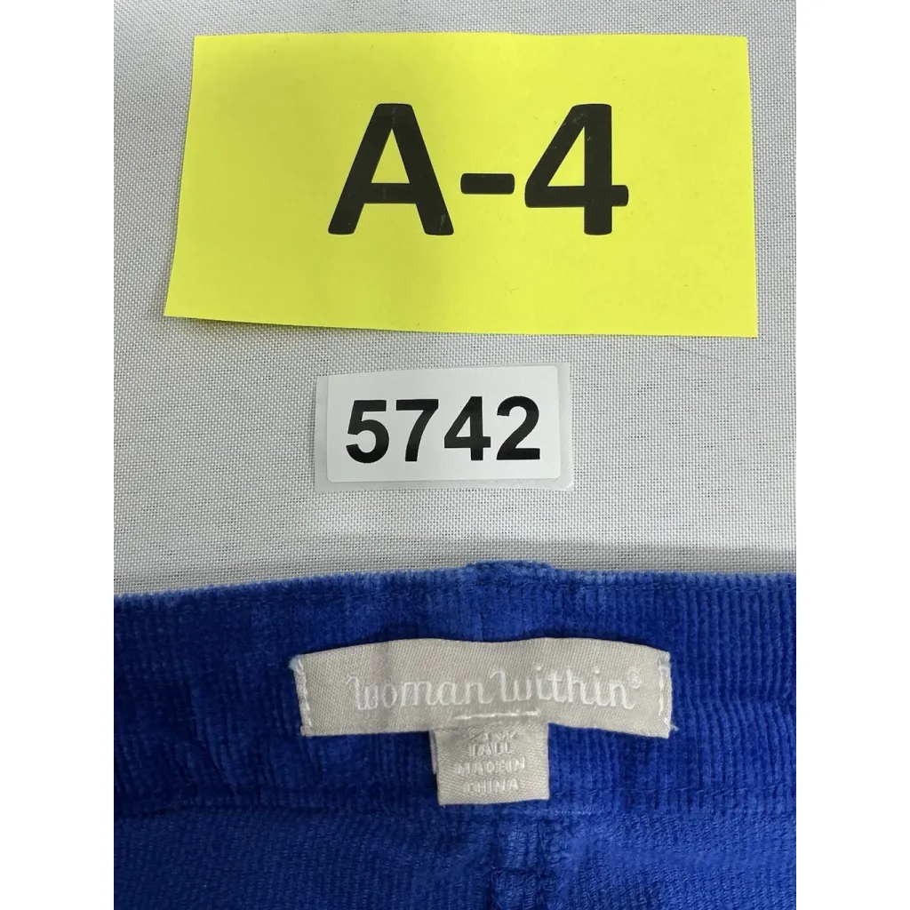 Womans Woman Within Courdory Pants 24 WT Royal Blue - Image 3