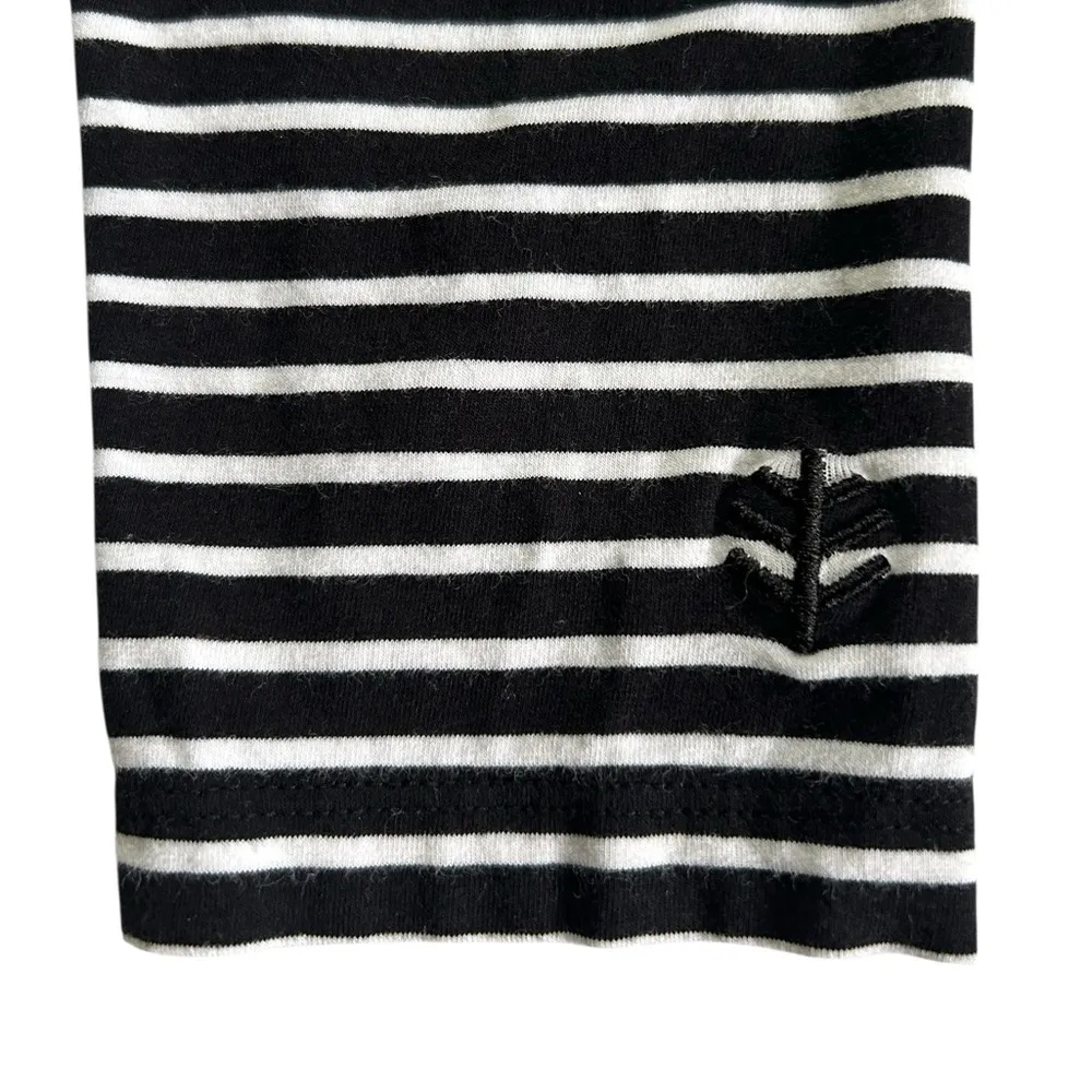 Coolibar UPF 50+ Hooded Long Sleeve Striped Mini Dress Swim Cover Up Size M Black Size M - Image 8