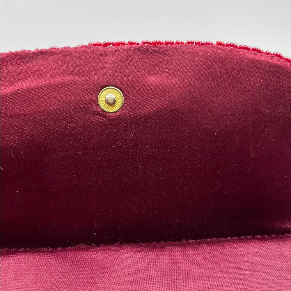 La Regale Red Gold Silver Beaded Clutch Evening Bag Elegant Classic Vintage - Image 10