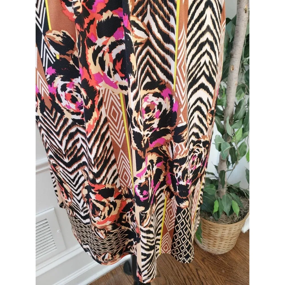 BISOU BISOU Women's Multicolor Sleeveless Scoop Neck Knee Length Dress Size 14 - Image 4