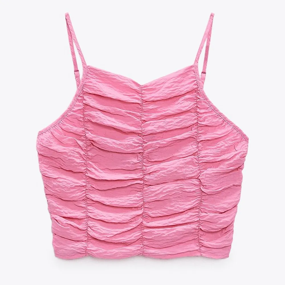 NWT ZARA DRAPED CROP TOP RUCHED DETAILING BLOGGERS FAV XS - Image 5