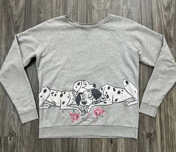 Cath Kidston X Disney 101 Dalmatians Crewneck Jumper Sweatshirt Gray Size Small - Image 1
