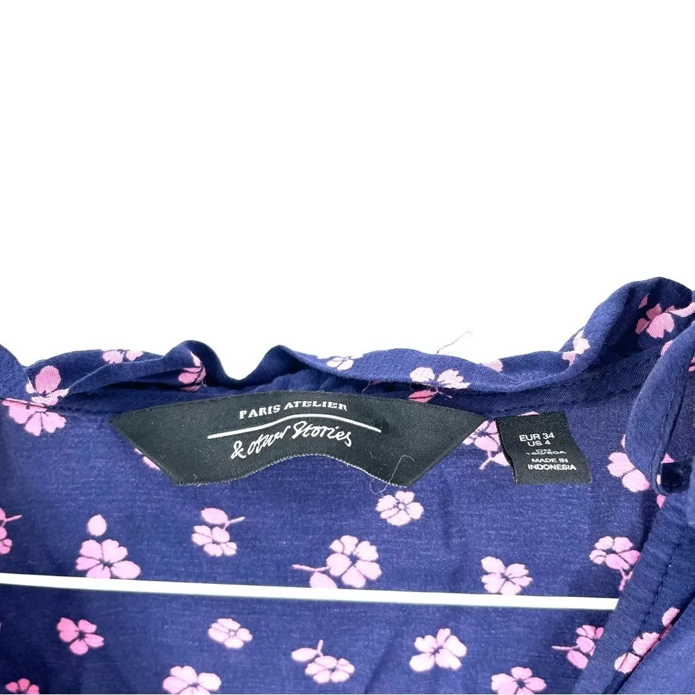 & Other Stories Ditsy Floral Print Ruffle Blouse Top - Image 7