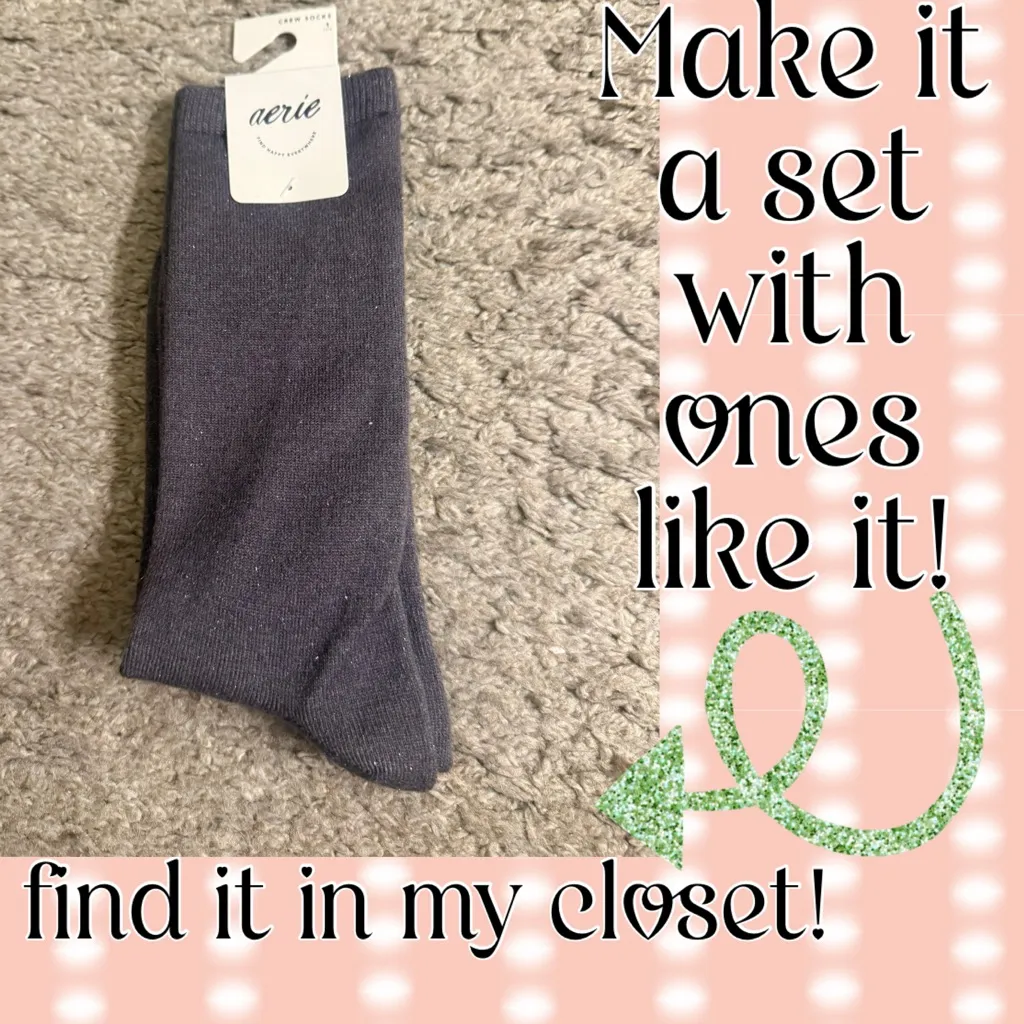 Aerie Dark Green Glitter Sparkle Christmas Holiday Crew Socks - Image 5