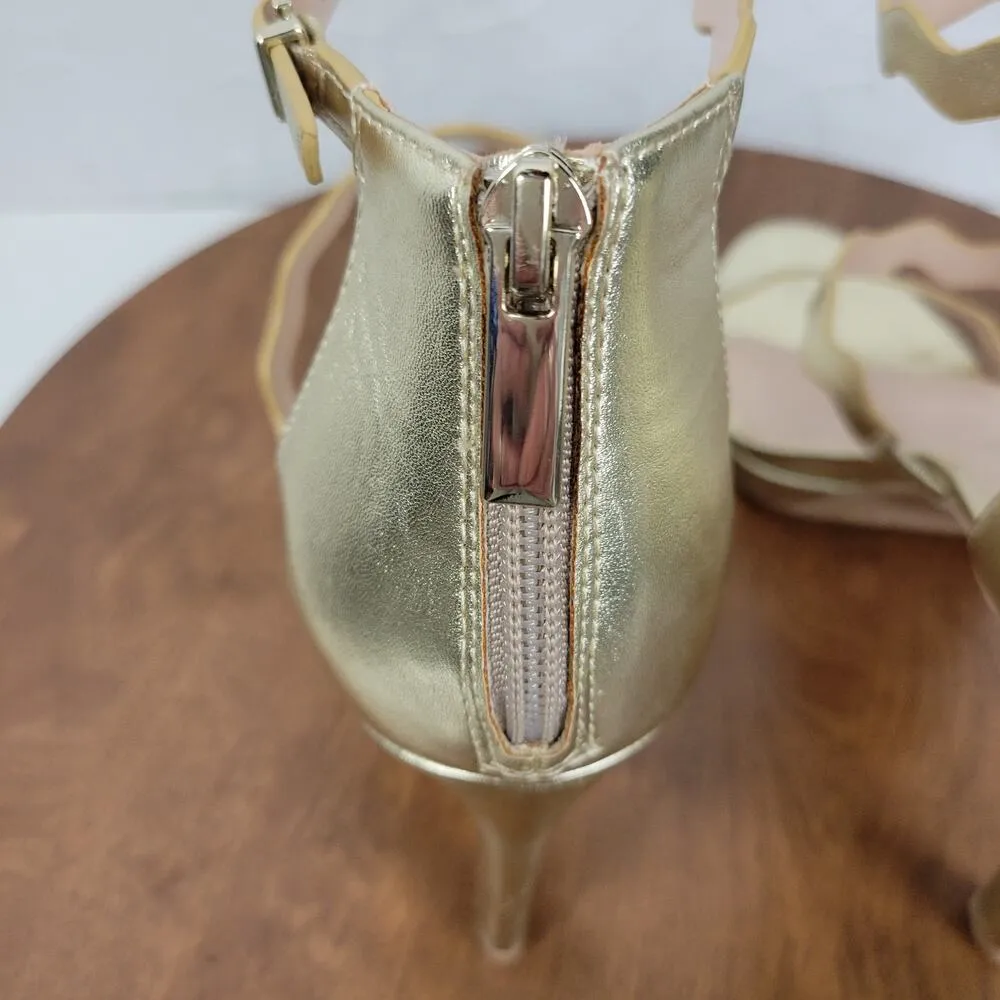 Kelly & Katie Womens Litton Sandals 10 Gold Strappy Platform Stiletto Heels - Image 7